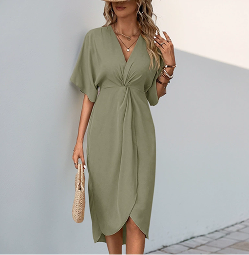 Lorraine | Women's V-Neckline Wrap Dress for Effortless Elegance