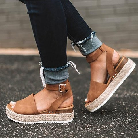 Laureline | Women's Jute Wedge Sandals - Chic Platform Footwear