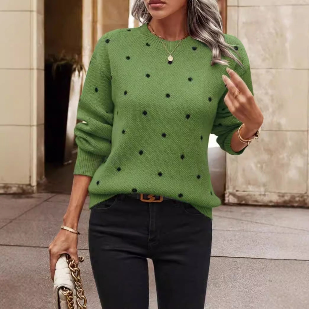 Alvena | Women's Relaxed Fit Polka Dot Sweater