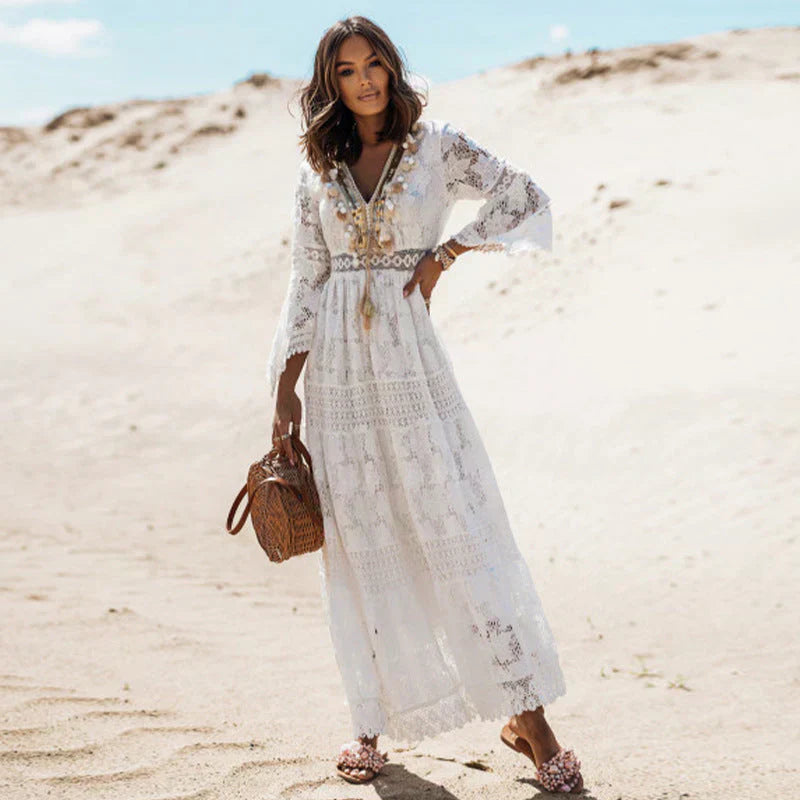 Morag | Women's Flowy Long Sleeve Boho Maxi Dress