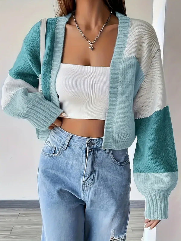 Alara | Women's Cropped Color Block Cardigan