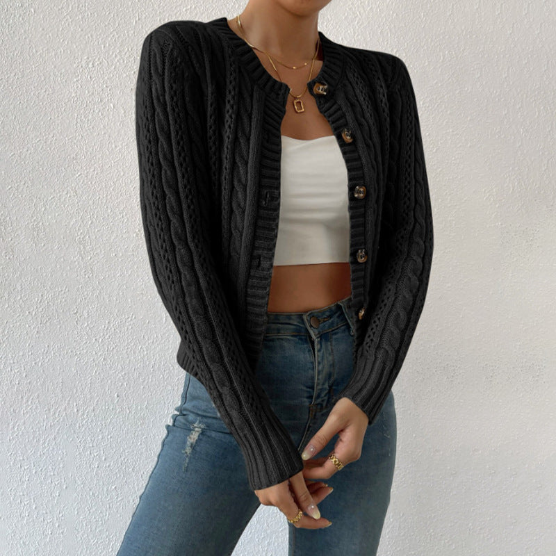 Aleva | Women's Button-Front Cable Knit Cardigan