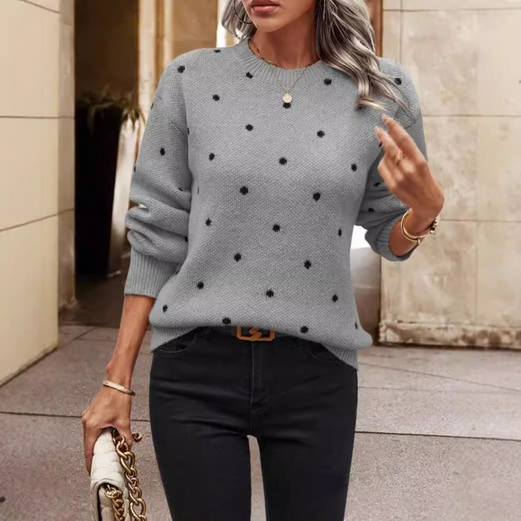 Alvena | Women's Relaxed Fit Polka Dot Sweater