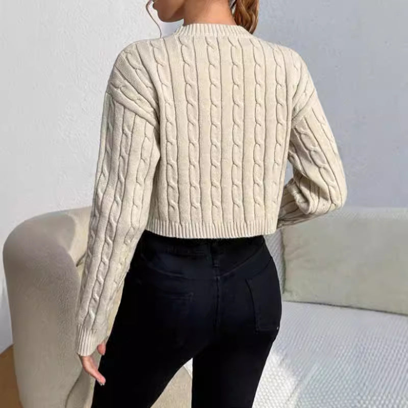Alisia | Women's Cropped Cable Knit Sweater