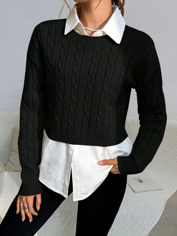 Alisia | Women's Cropped Cable Knit Sweater