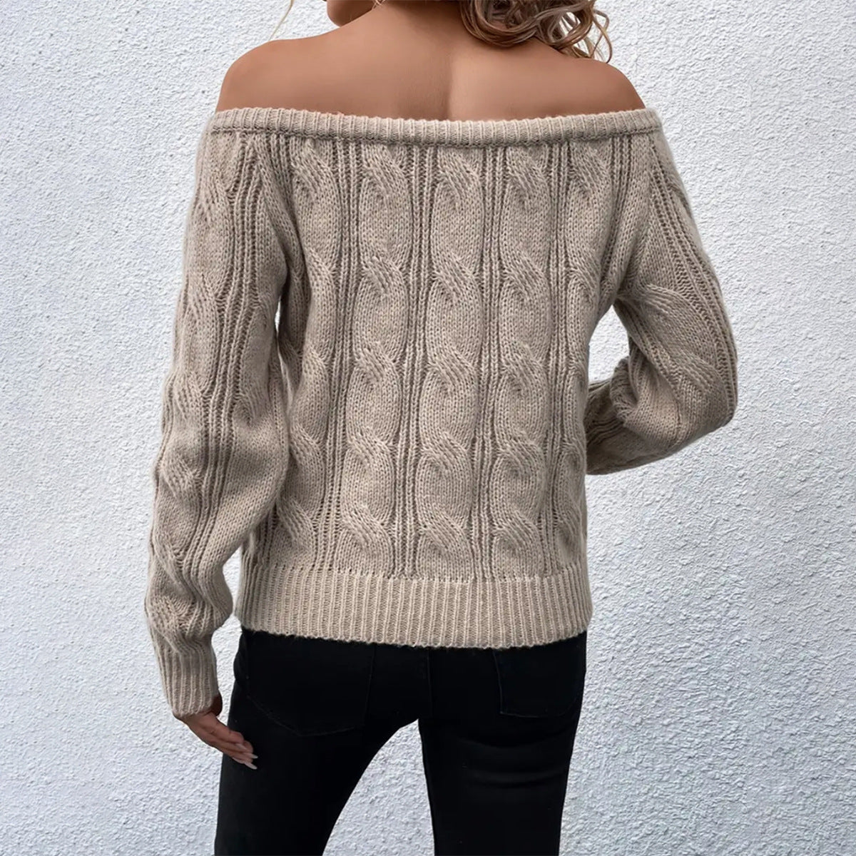 Rosslyn | Women's Off-the-Shoulder Cable Knit Sweater