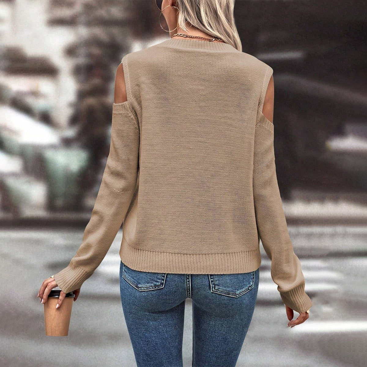 Allona | Women's Cold Shoulder Cable Knit Sweater