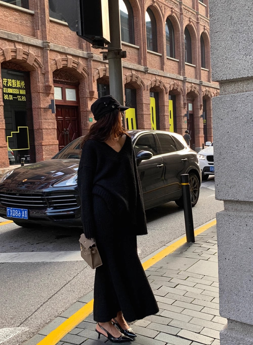 Amanda | Women's V-Neck Knit Sweater and Flare Midi Skirt Set