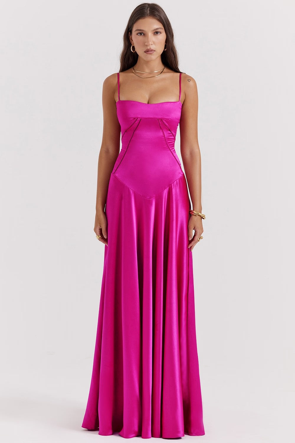 Mollie | Women's Elegant Maxi Dress - Silky Slim Fit - Spaghetti Straps