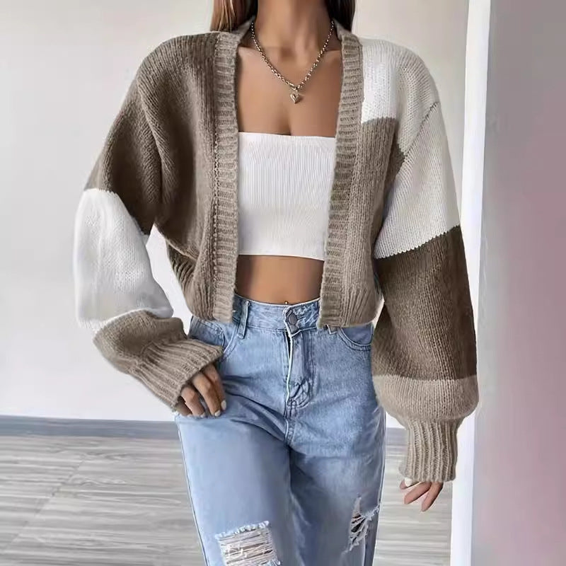 Alara | Women's Cropped Color Block Cardigan