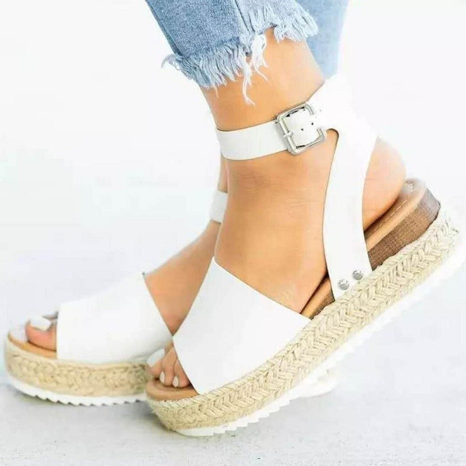 Laureline | Women's Jute Wedge Sandals - Chic Platform Footwear