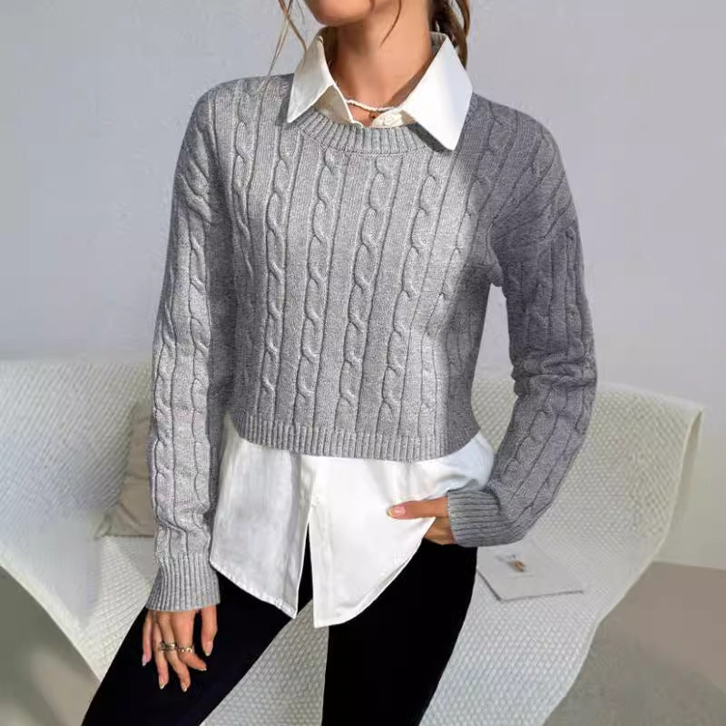 Alisia | Women's Cropped Cable Knit Sweater