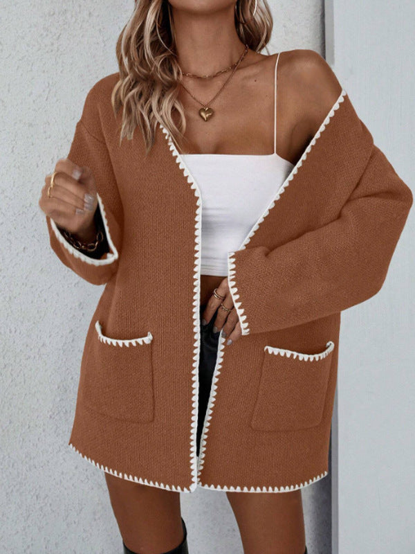 Althea | Women's Open Front Pocket Long Sleeve Cardigan
