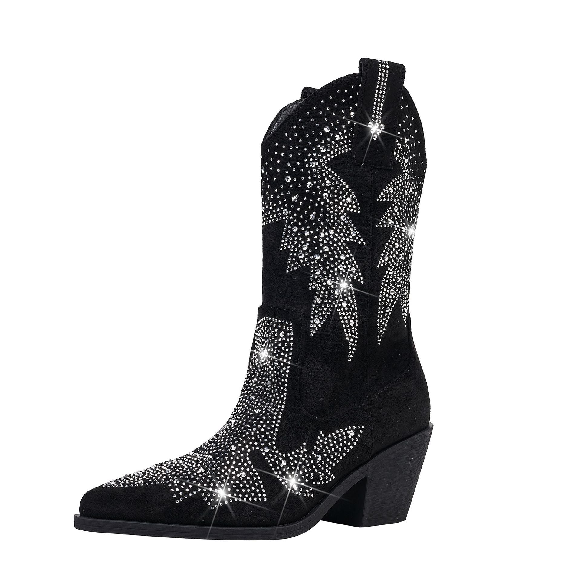 Hedda | Women's Rhinestone Mid Calf Cowboy Boots