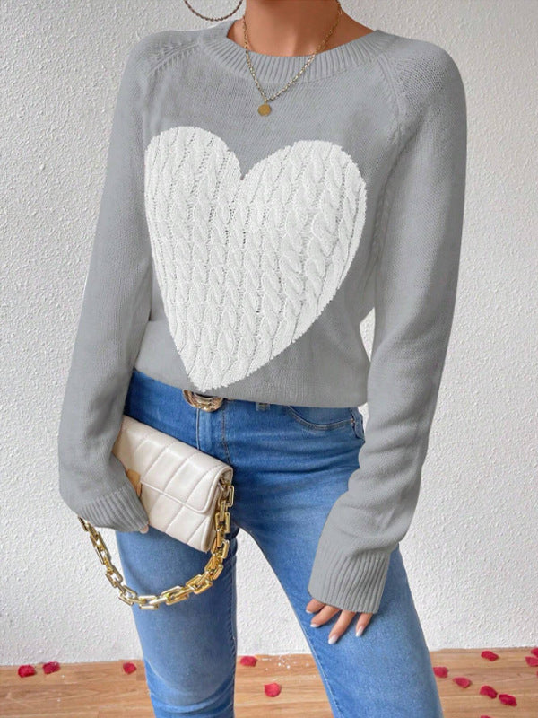 Aliye | Women's Heart Long Sleeve Crewneck Sweater