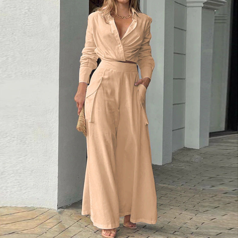 Athena | Chic Women's 2-Piece Set Featuring Tailored Blouse and High-Waisted Pants