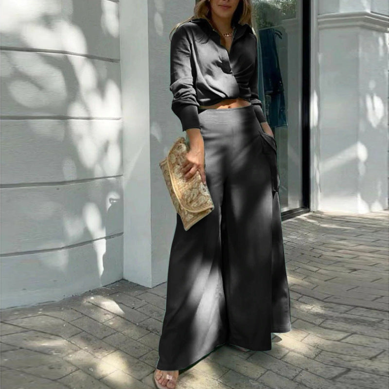 Athena | Chic Women's 2-Piece Set Featuring Tailored Blouse and High-Waisted Pants
