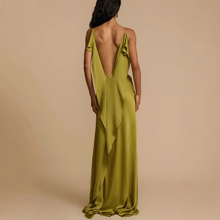 Kayla | Women’s Slip Dress - Elegant Full Length with Cowl Neck and Side Slit