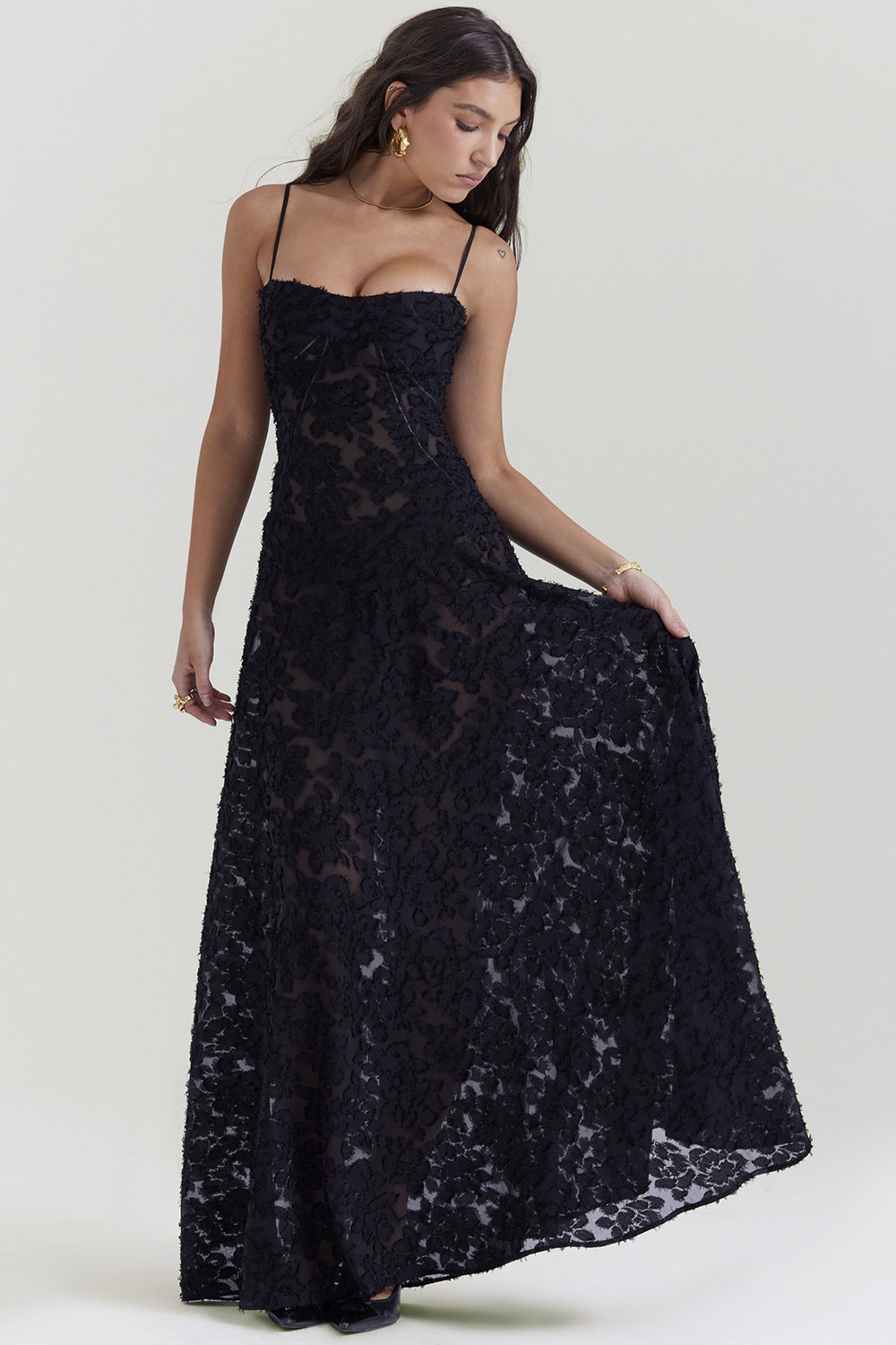Mollie | Women's Elegant Maxi Dress - Silky Slim Fit - Spaghetti Straps