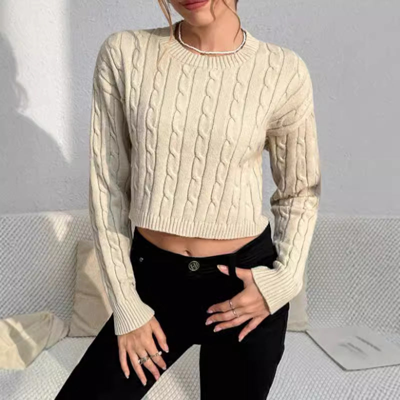 Alisia | Women's Cropped Cable Knit Sweater