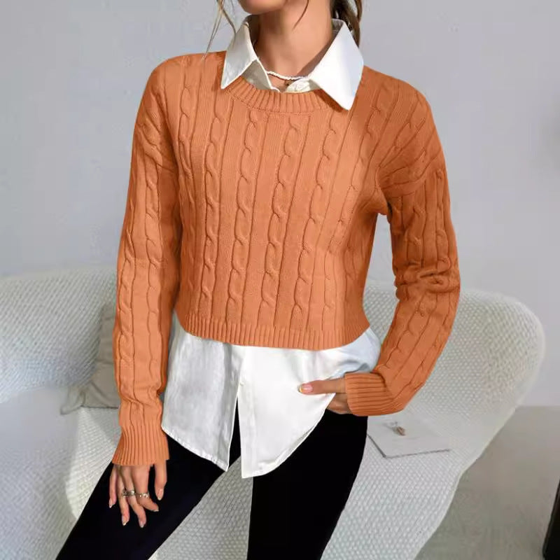 Alisia | Women's Cropped Cable Knit Sweater