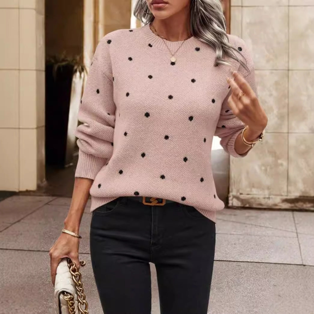Alvena | Women's Relaxed Fit Polka Dot Sweater