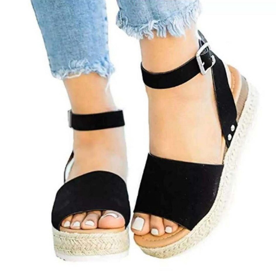 Laureline | Women's Jute Wedge Sandals - Chic Platform Footwear