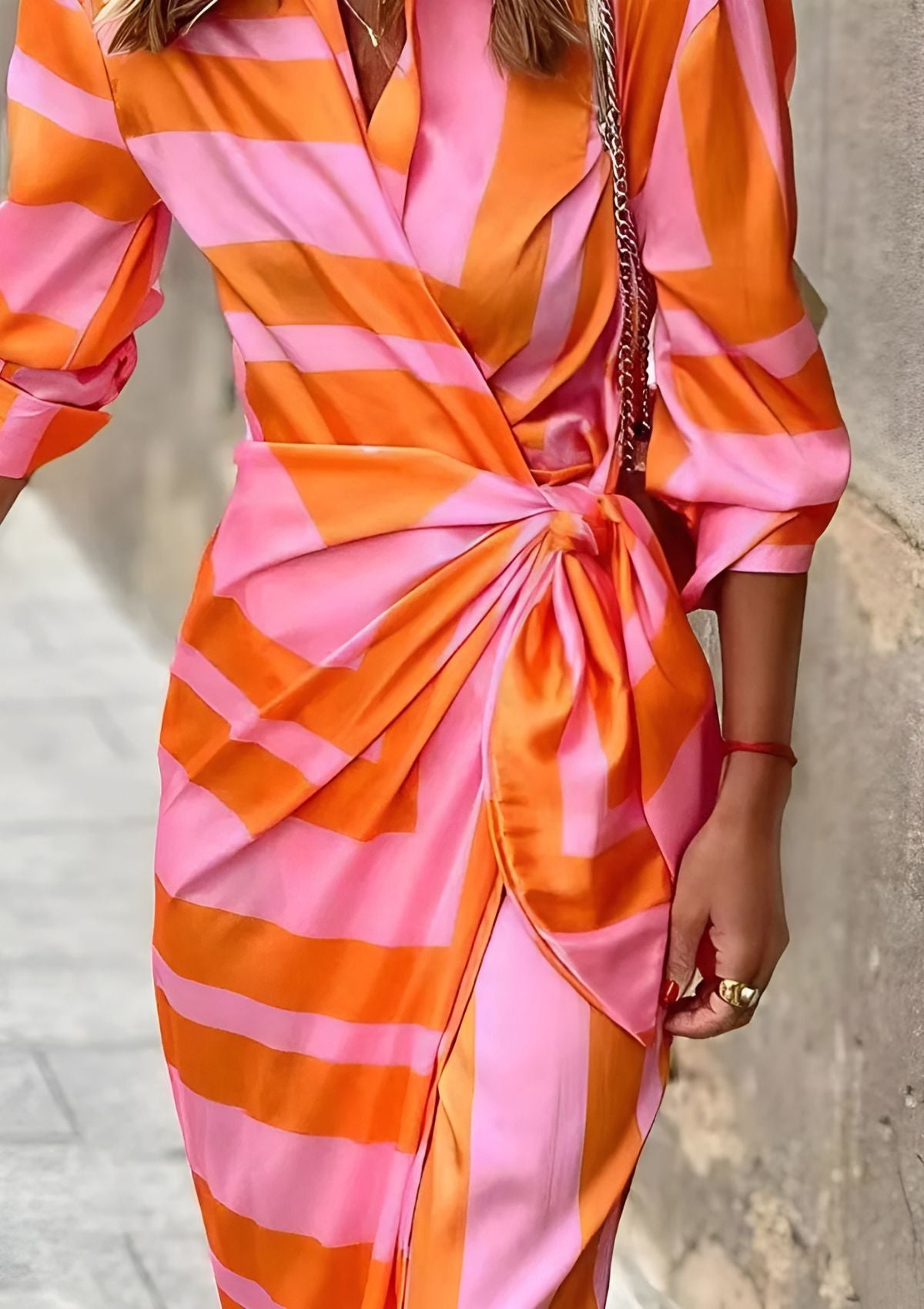 Lorena | Versatile Striped Wrap Dress for Any Occasion
