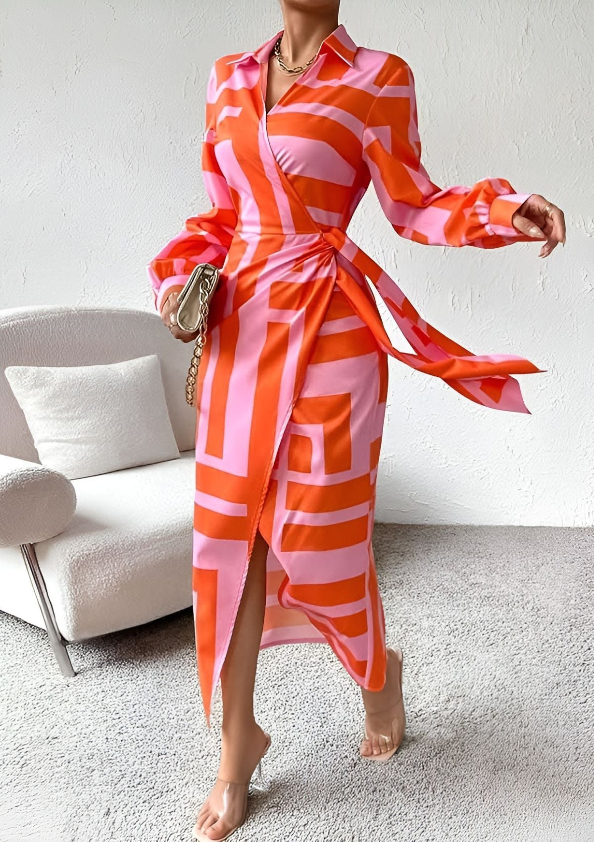 Lorena | Versatile Striped Wrap Dress for Any Occasion