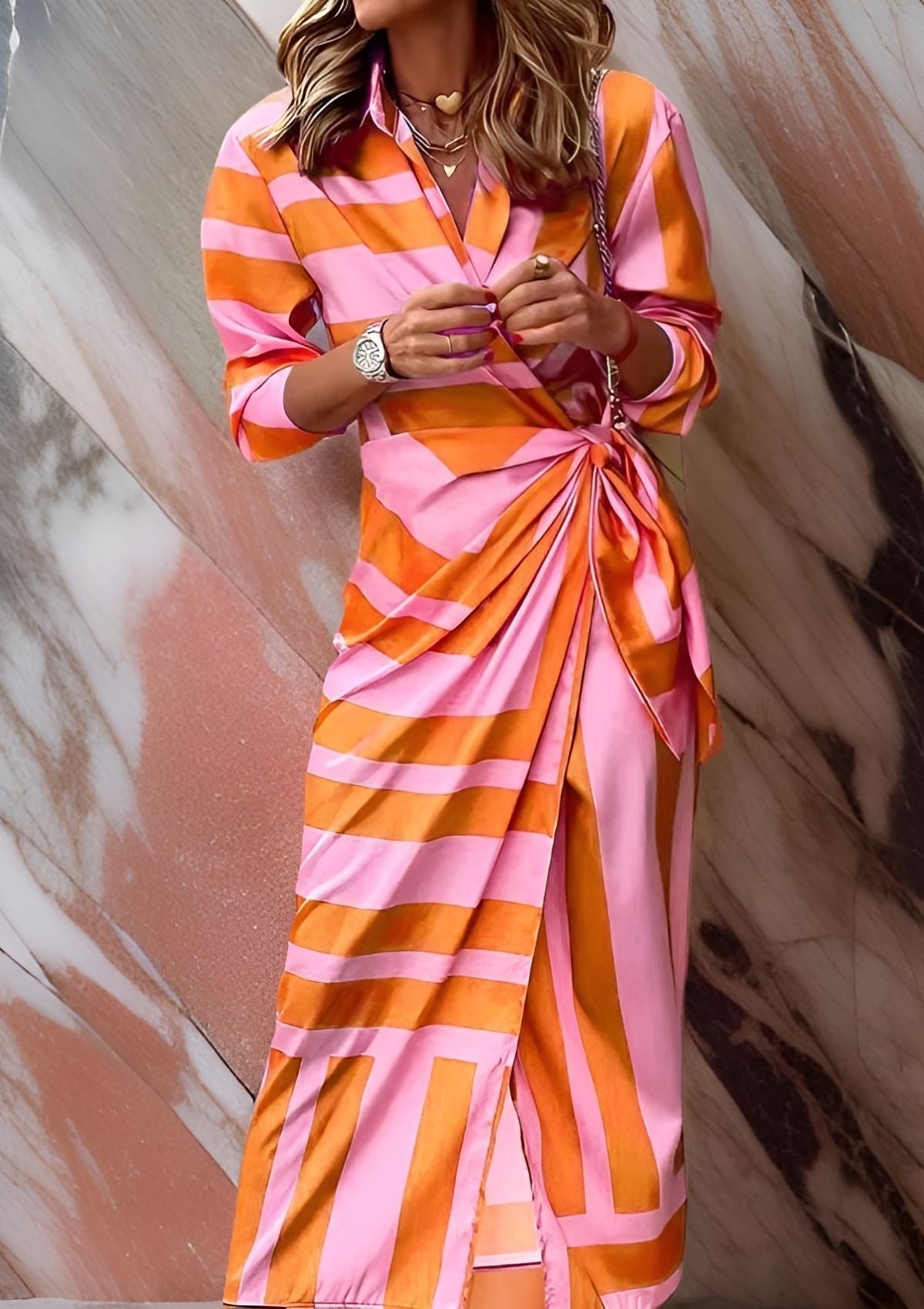 Lorena | Versatile Striped Wrap Dress for Any Occasion