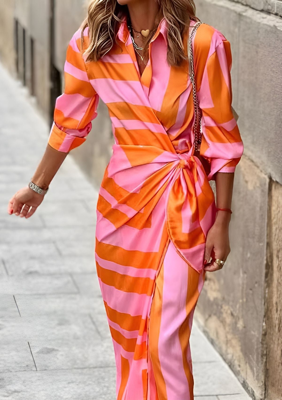 Lorena | Versatile Striped Wrap Dress for Any Occasion