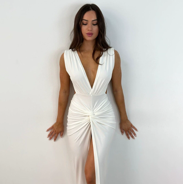Kendall | Elegant Milan Plunge Ruched Dress