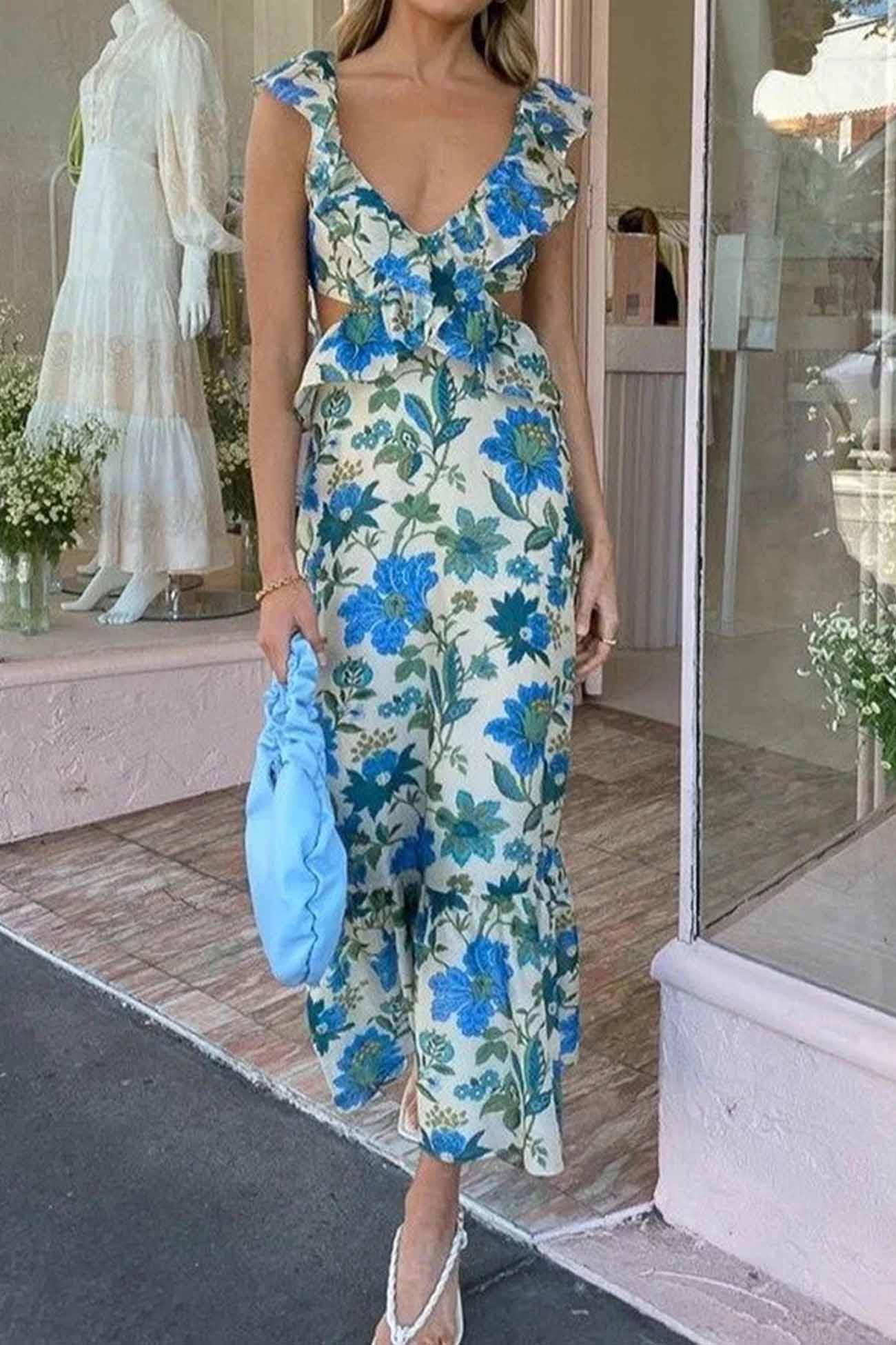 Norah | Chic Summer Maxi Dress - Sleeveless with Ruffle Straps