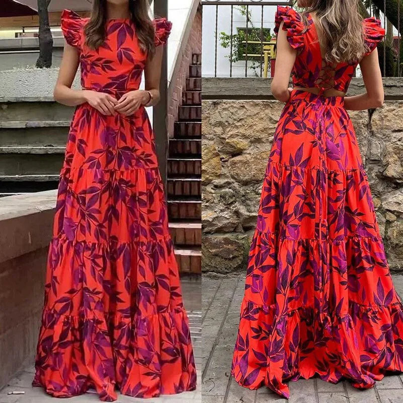 Heather | Elegant Maxi Dress with Tropical Print for Summer Bliss