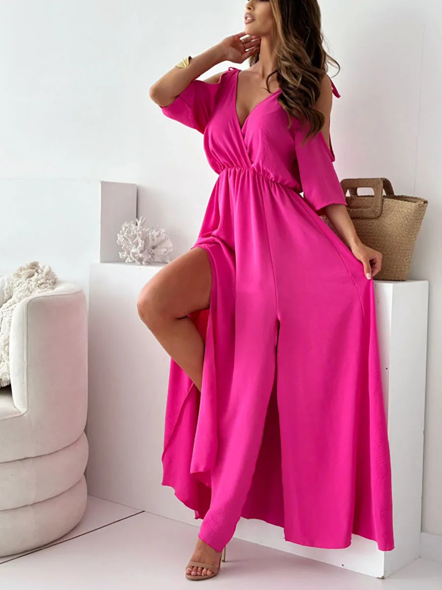 Karen | Elegant Cold-Shoulder Maxi Dress