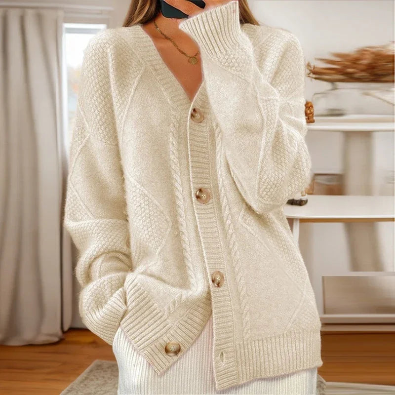 Almeria | Women's Button-Front Cable Knit Cardigan