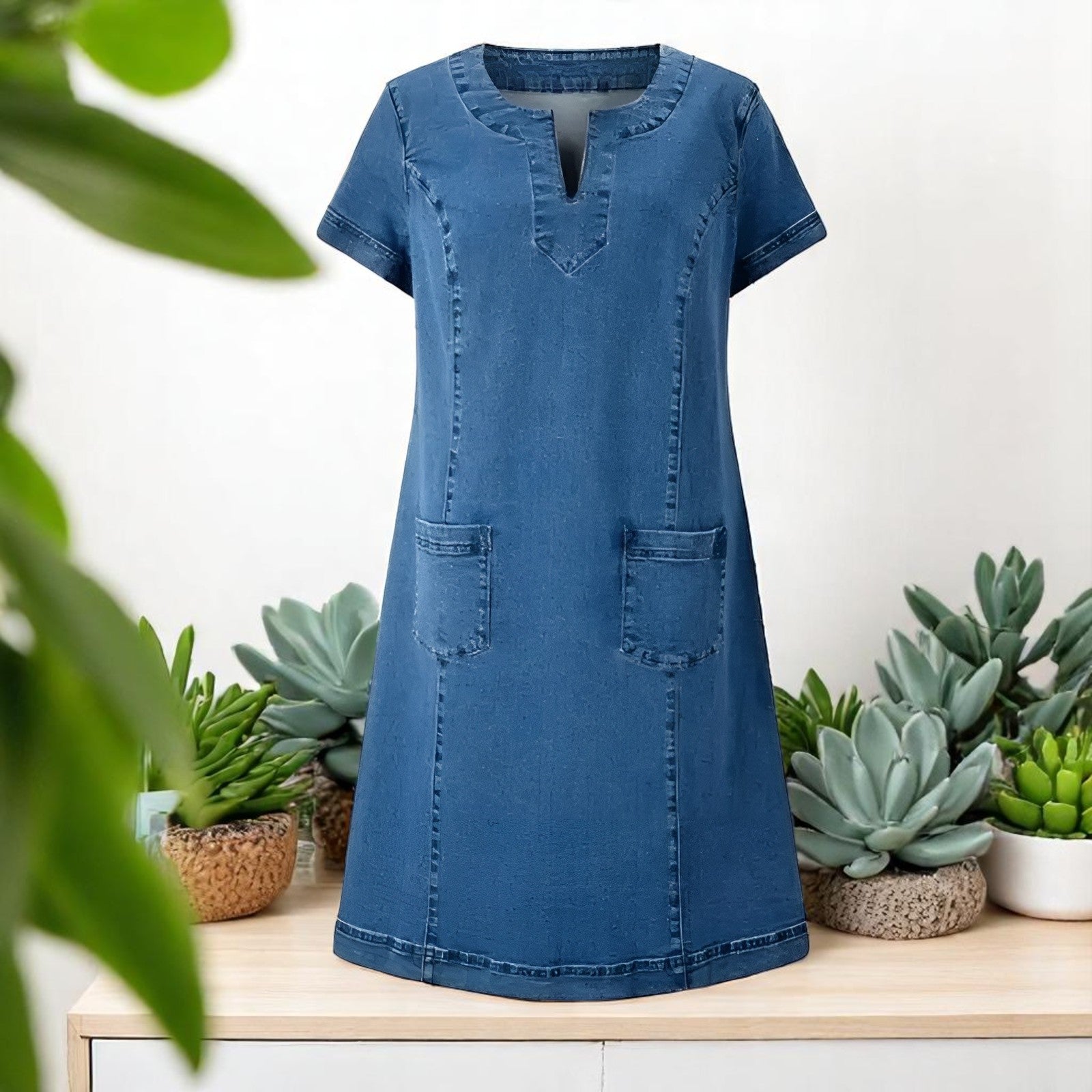 Layla | Chic Soft Denim Midi Dress for Effortless Style