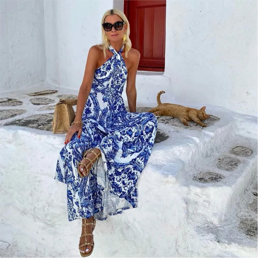 Marianne | Elegant Halter Neck Maxi Dress