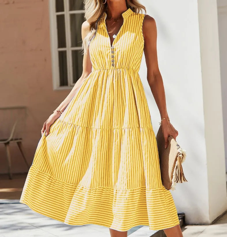 Leonie | Chic Striped Sleeveless Summer Dress