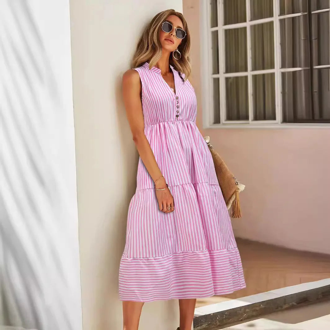 Leonie | Chic Striped Sleeveless Summer Dress