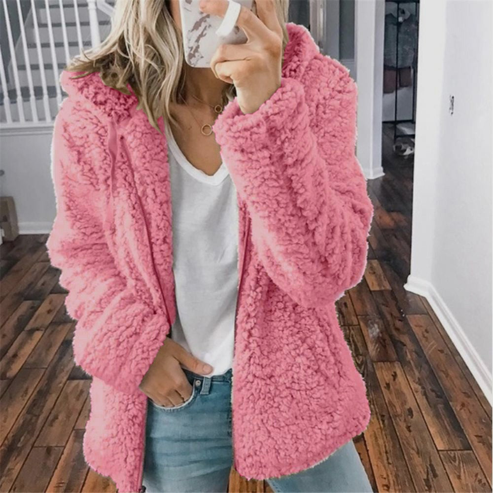 Alona | Women's Hooded Open Front Teddy Jacket
