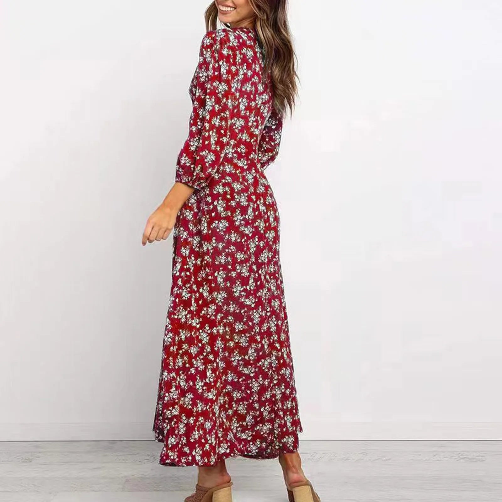 Joelle | Elegant Floral V-neck Maxi Dress for Women
