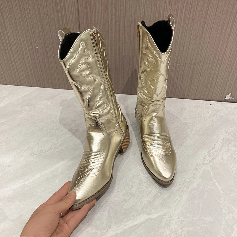 Birdie | Women's Embroidered Mid-Calf Cowboy Boots
