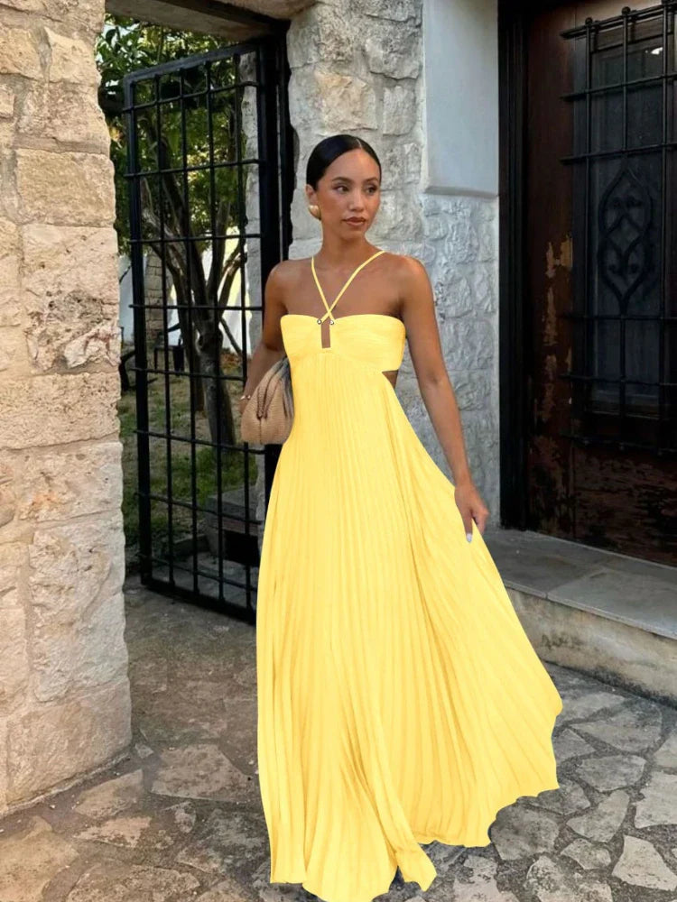 Maya | Elegant Pleated Maxi Dress for Any Occasion