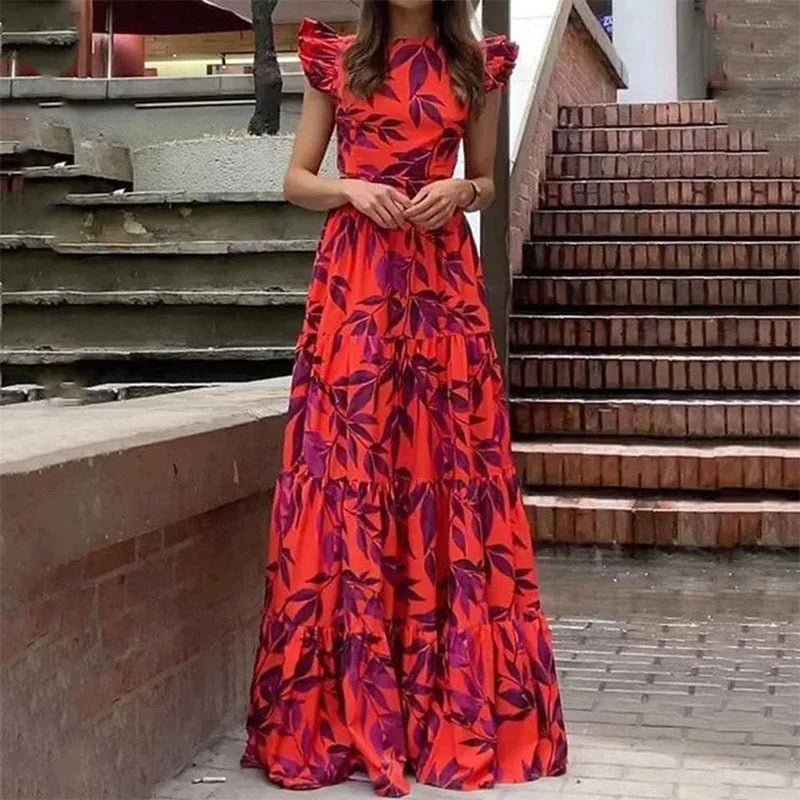 Heather | Elegant Maxi Dress with Tropical Print for Summer Bliss