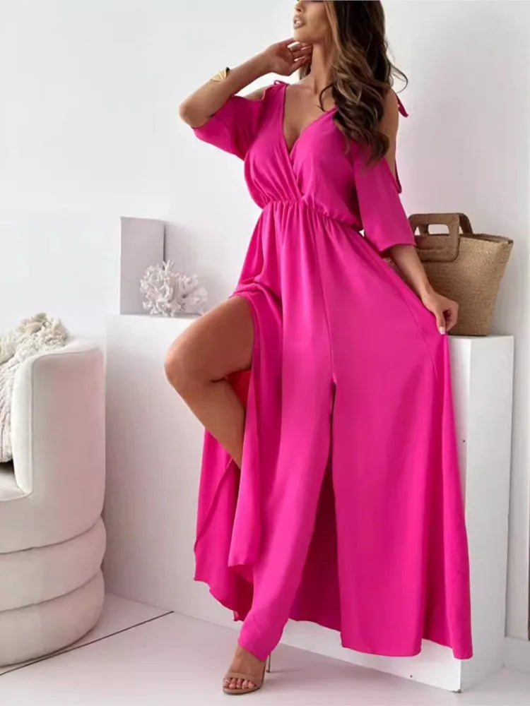 Karen | Elegant Cold-Shoulder Maxi Dress