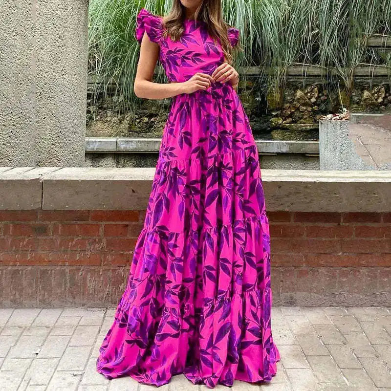 Heather | Elegant Maxi Dress with Tropical Print for Summer Bliss