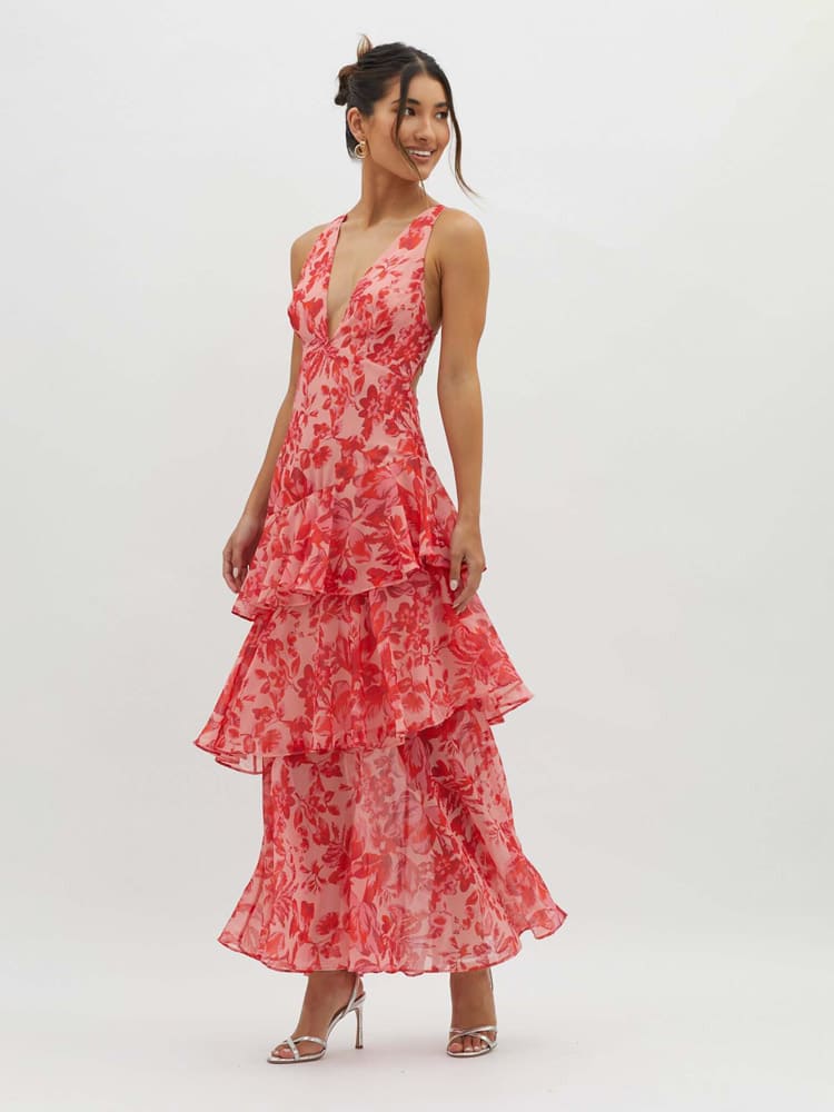 Melissa | Strappy Back Floral Maxi Dress for Effortless Spring Elegance