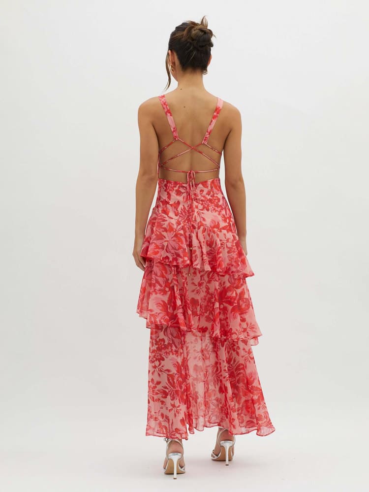 Melissa | Strappy Back Floral Maxi Dress for Effortless Spring Elegance