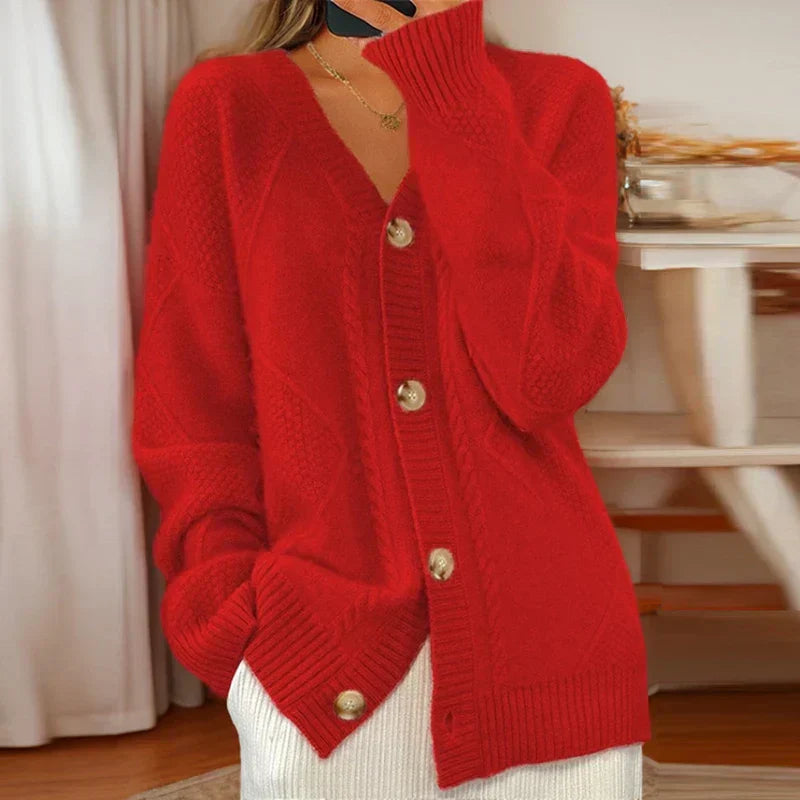 Almeria | Women's Button-Front Cable Knit Cardigan